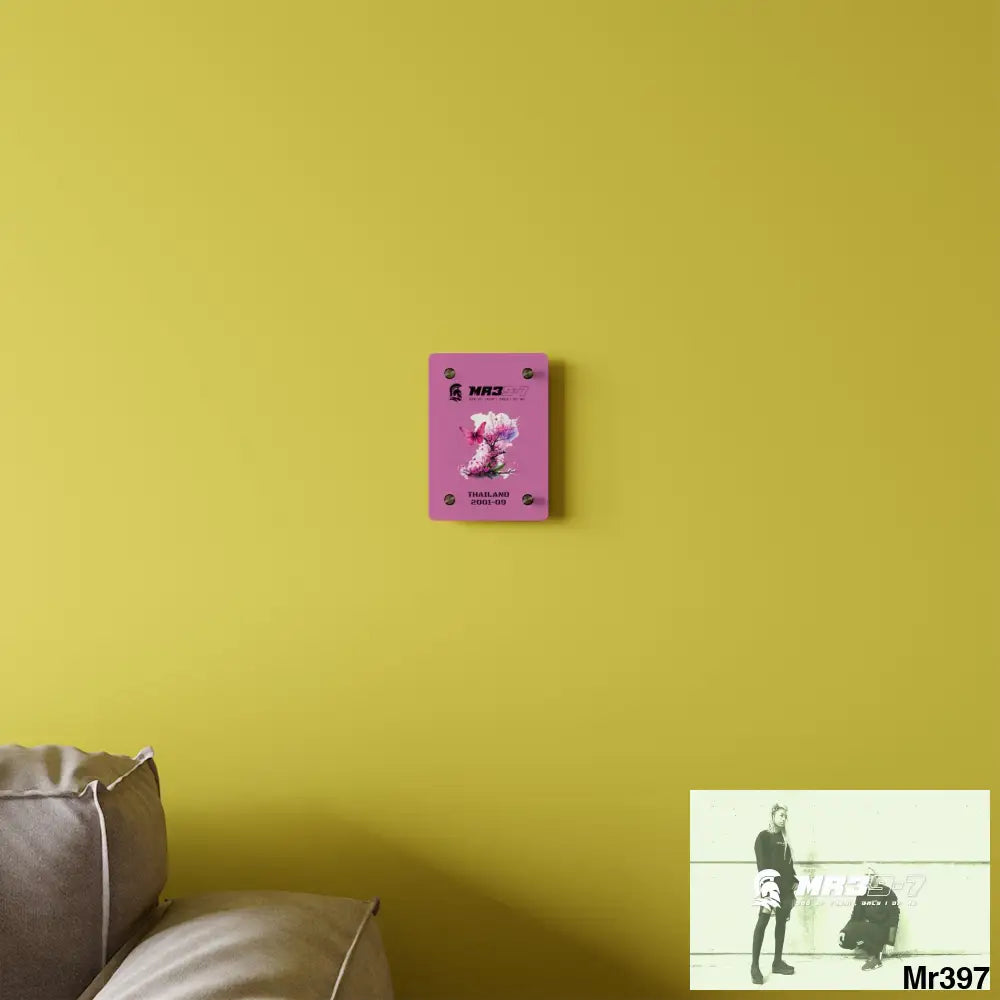 MR39-7 Thailand 2001--09 Pink Butterfly on Ornamental Cherry Tree Branch Acrylic Wall Art Panels Home Decor