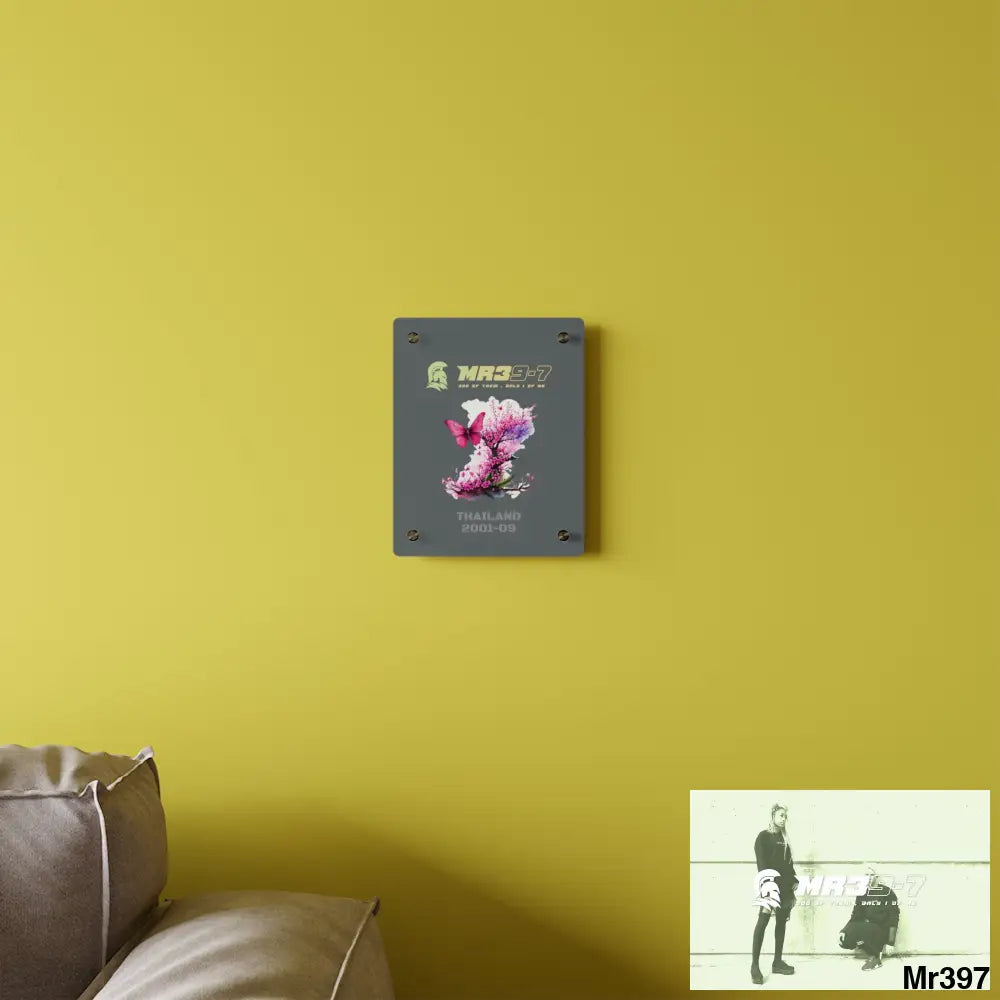 MR39-7 Thailand 2001-09 Pink Butterfly on Ornamental Cherry Tree Branch Acrylic Wall Art Panels Home Decor