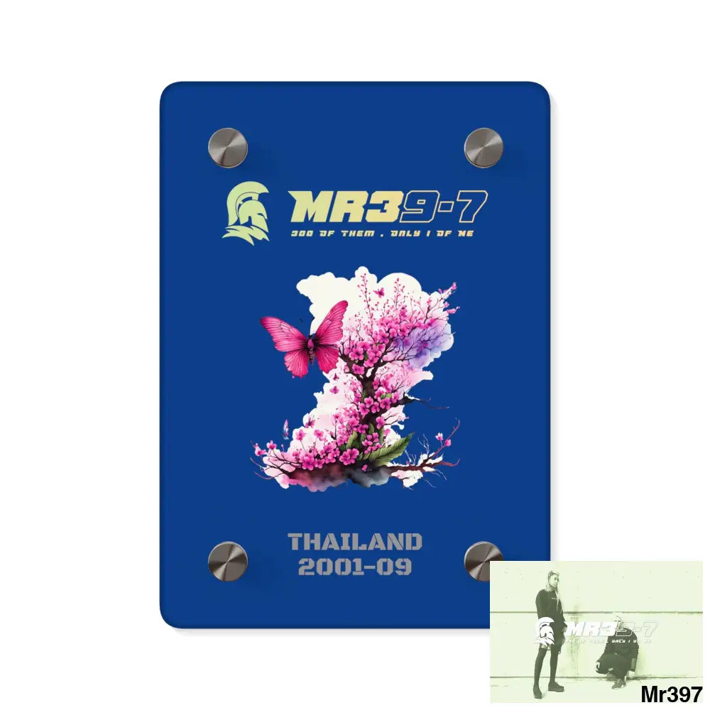 MR39-7 Thailand 2001--09 Red Rose with Bloody Drippings on Abstract Black Background Acrylic Wall Art Panels 5’’ x 7’’