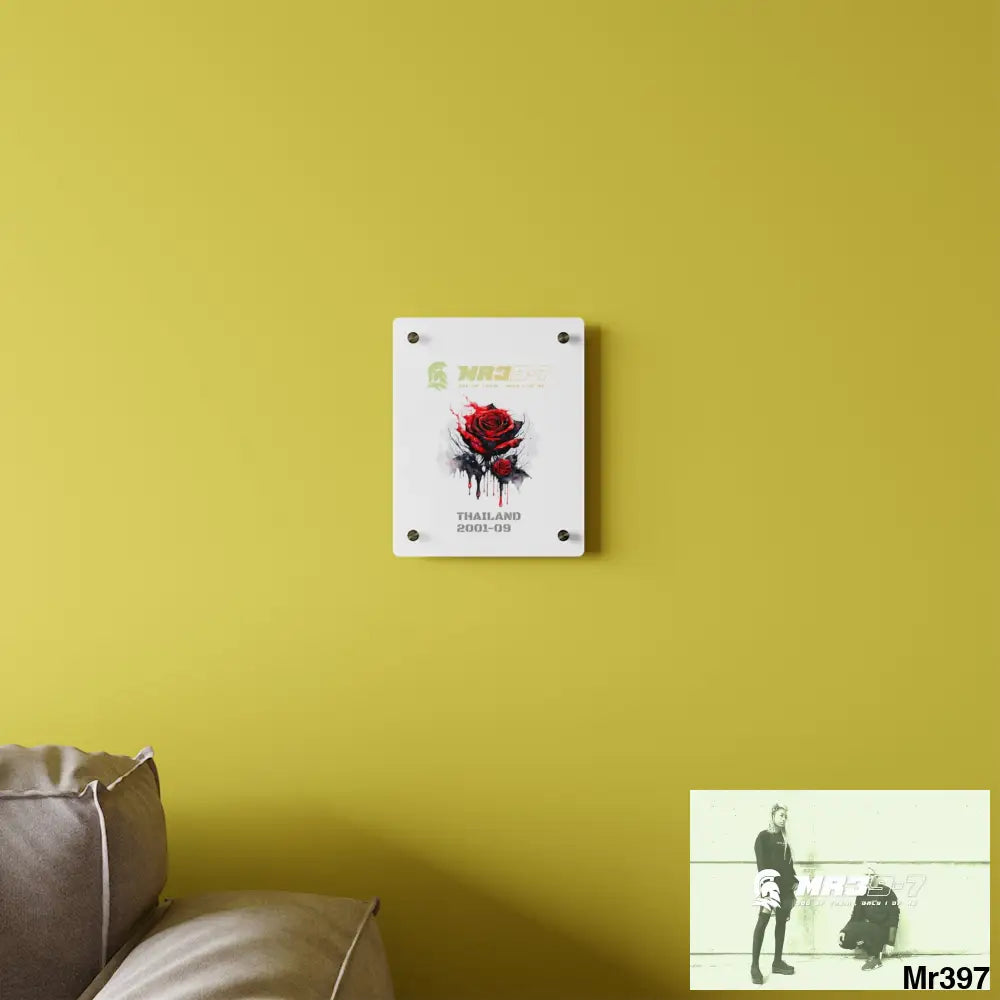 MR39-7 Thailand 2001--09 Red Rose with Bloody Drippings on Abstract Black Background Acrylic Wall Art Panels Home Decor