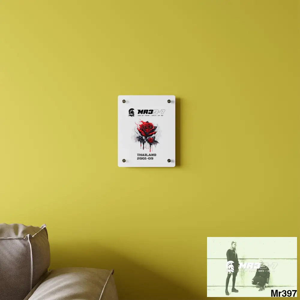 MR39-7 Thailand 2001--09 Red Rose with Bloody Drippings on Abstract Black Background Acrylic Wall Art Panels Home Decor