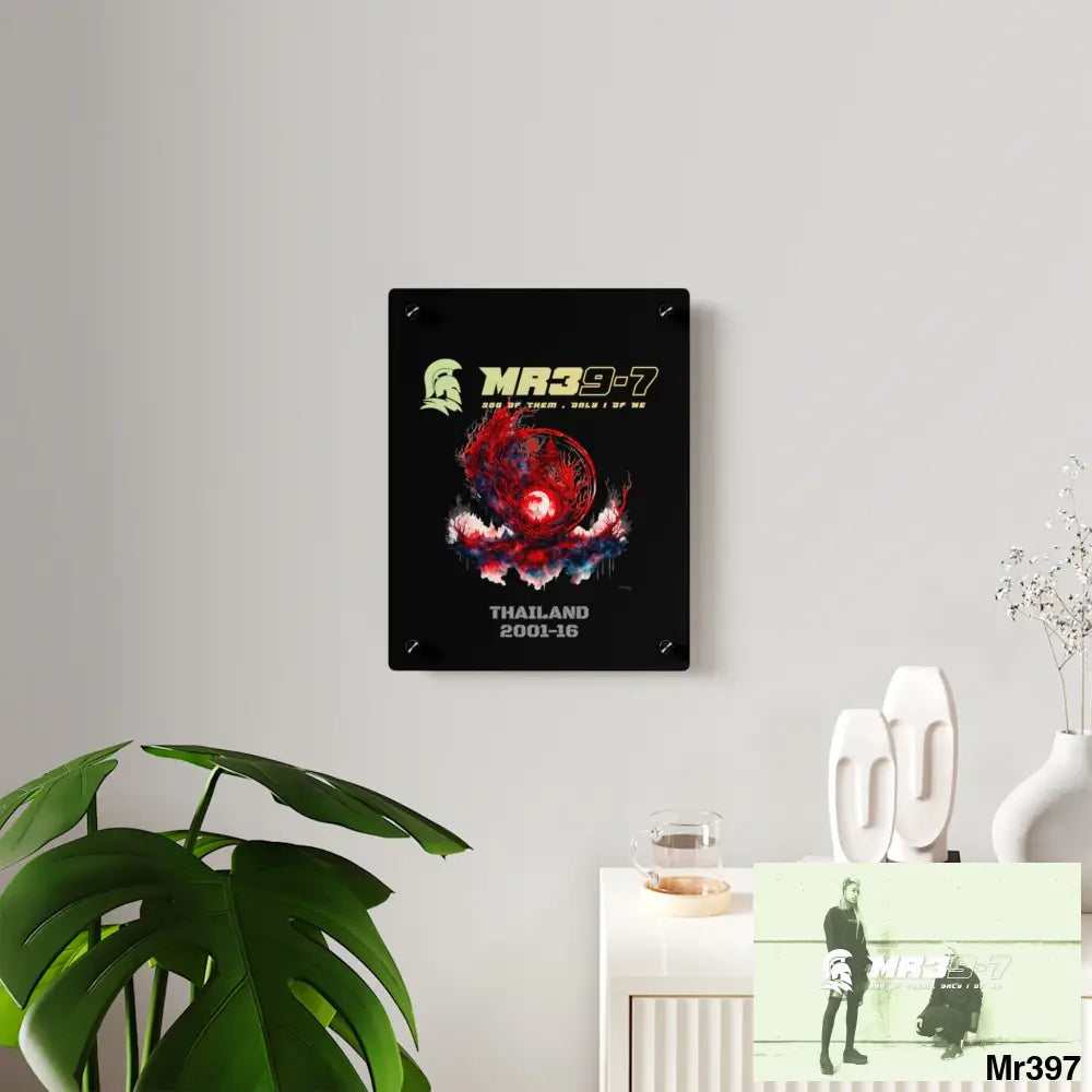 MR39-7 Thailand 2001-16 Abstract Yin-Yang Symbol in Red and Black- Acrylic Wall Art Panels Home Decor