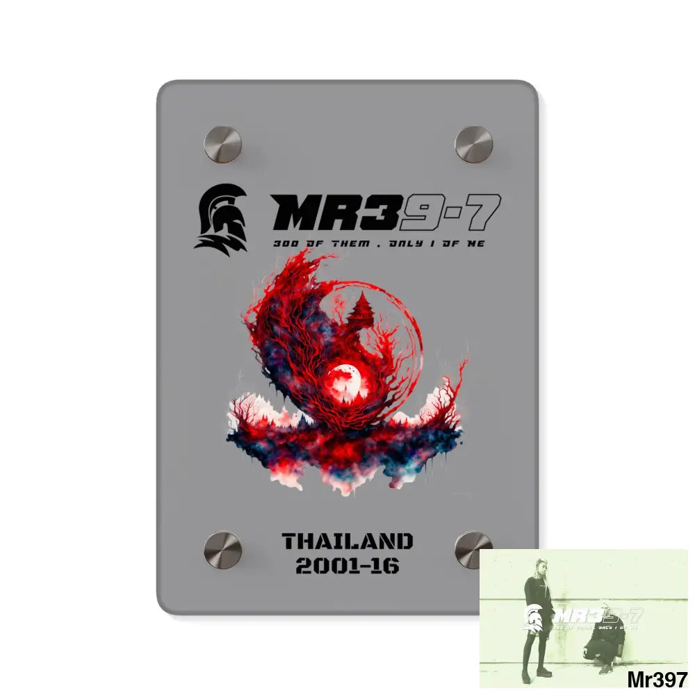 MR39-7 Thailand 2001-16 Abstract Yin-Yang Symbol in Red and Black- Acrylica Wall Art Panels 5’’ x 7’’ (Vertical)