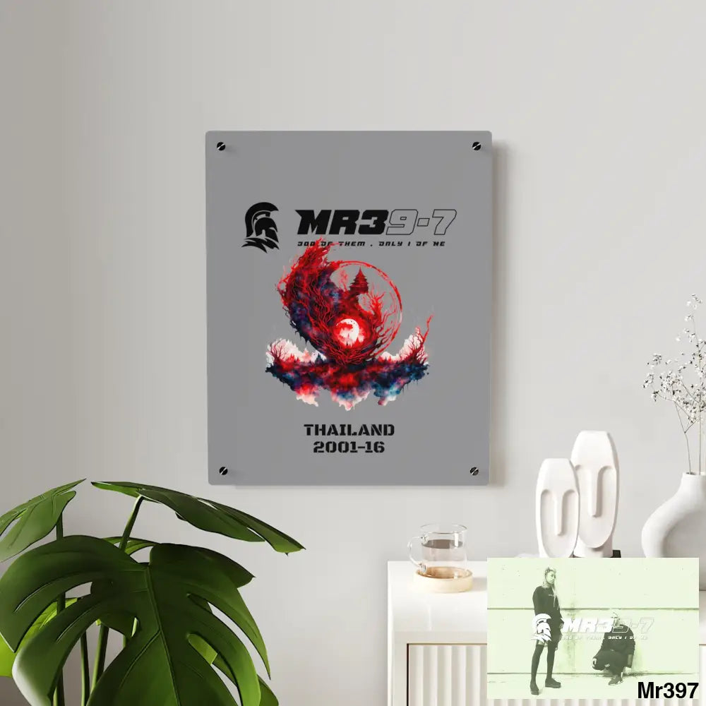 MR39-7 Thailand 2001-16 Abstract Yin-Yang Symbol in Red and Black- Acrylica Wall Art Panels Home Decor