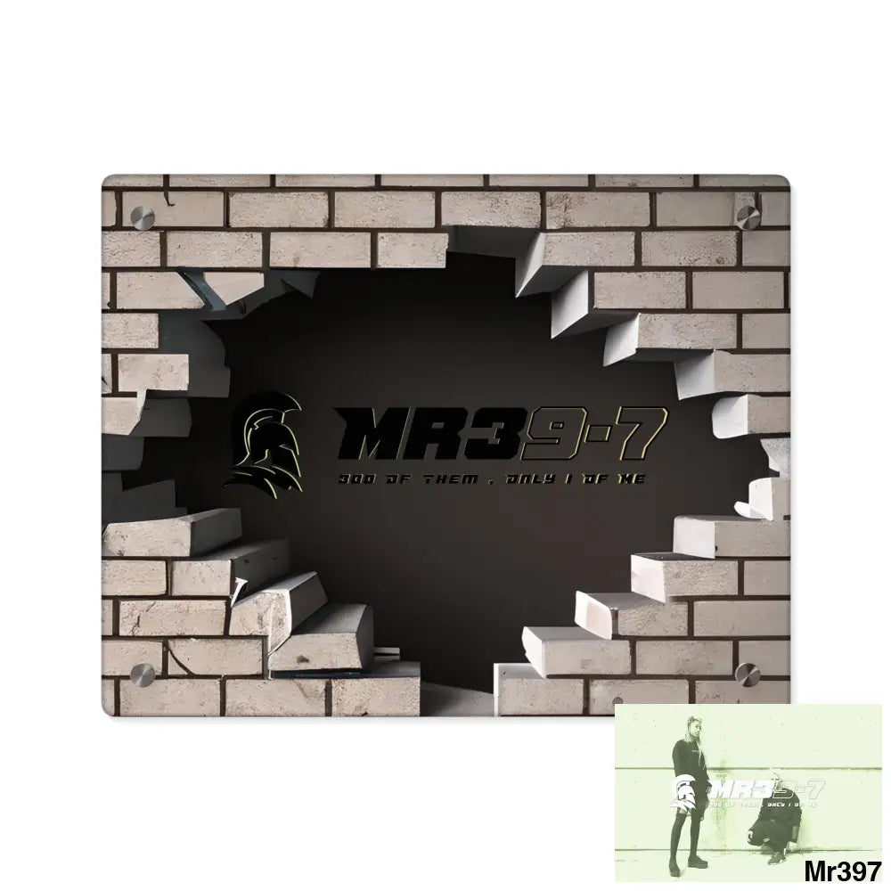 MR39-7 Through the 3D Cracked Brick Wall Graphic Acrylic Art Panels 14″ x 11″ (Horizontal) / 0.25’’ Home Decor