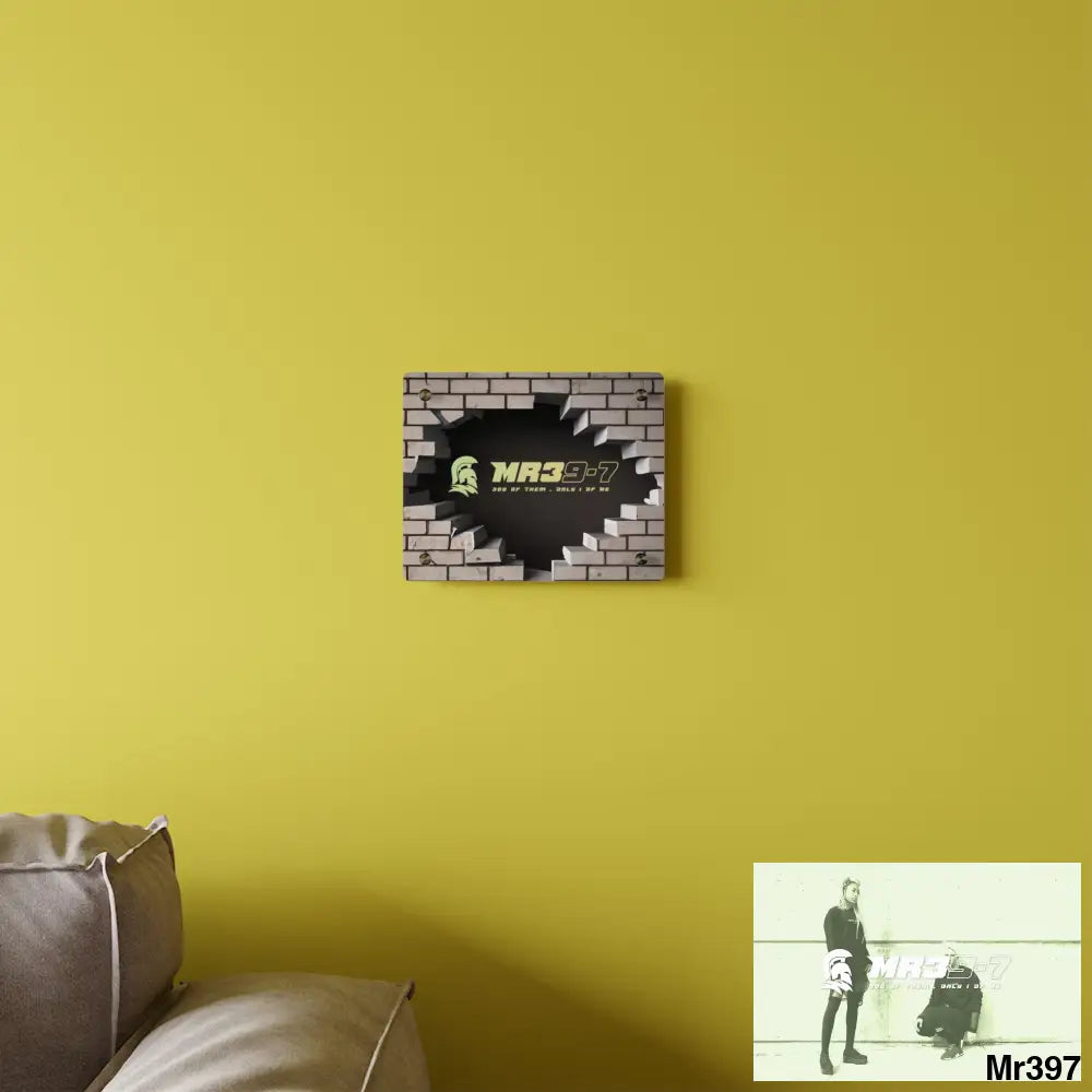 MR39-7 Through the 3D Cracked Brick Wall Graphic Acrylic Art Panels Home Decor