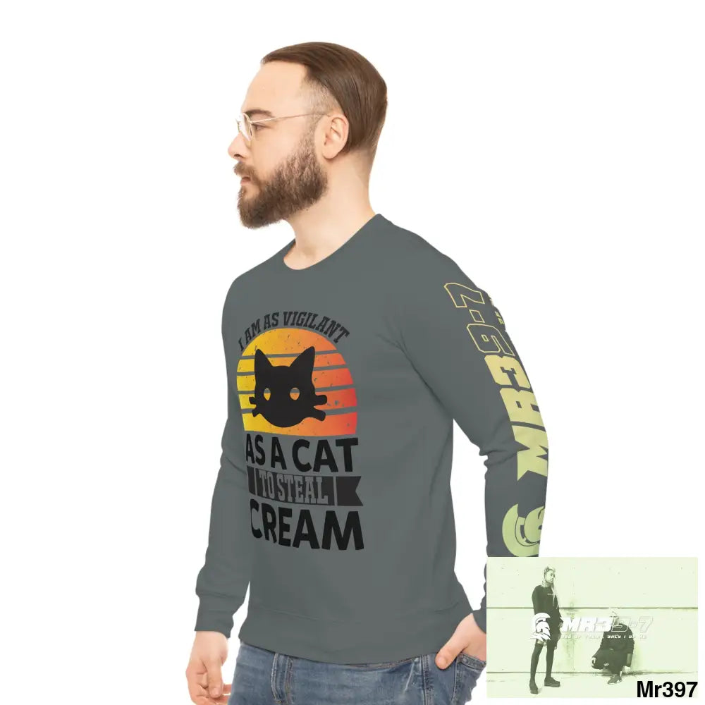 Mr39-A1 vigilante - Cat Vigilance Lightweight Sweatshirt (AOP) All Over Prints