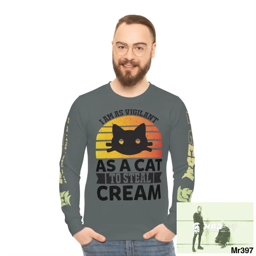 Mr39-A1 vigilante - Cat Vigilance Lightweight Sweatshirt (AOP) All Over Prints