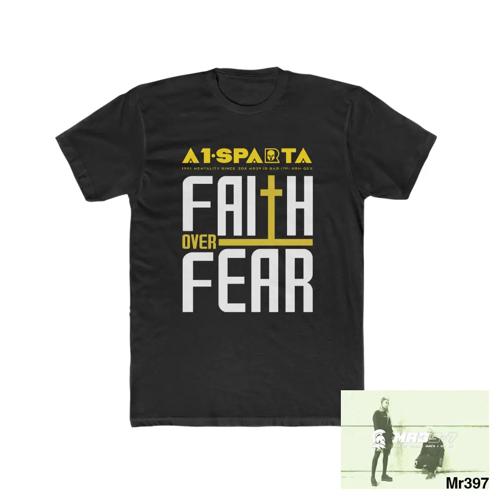 MR39 Faith over fear - Men’s Cotton Crew Tee Solid Black / XS T-Shirt