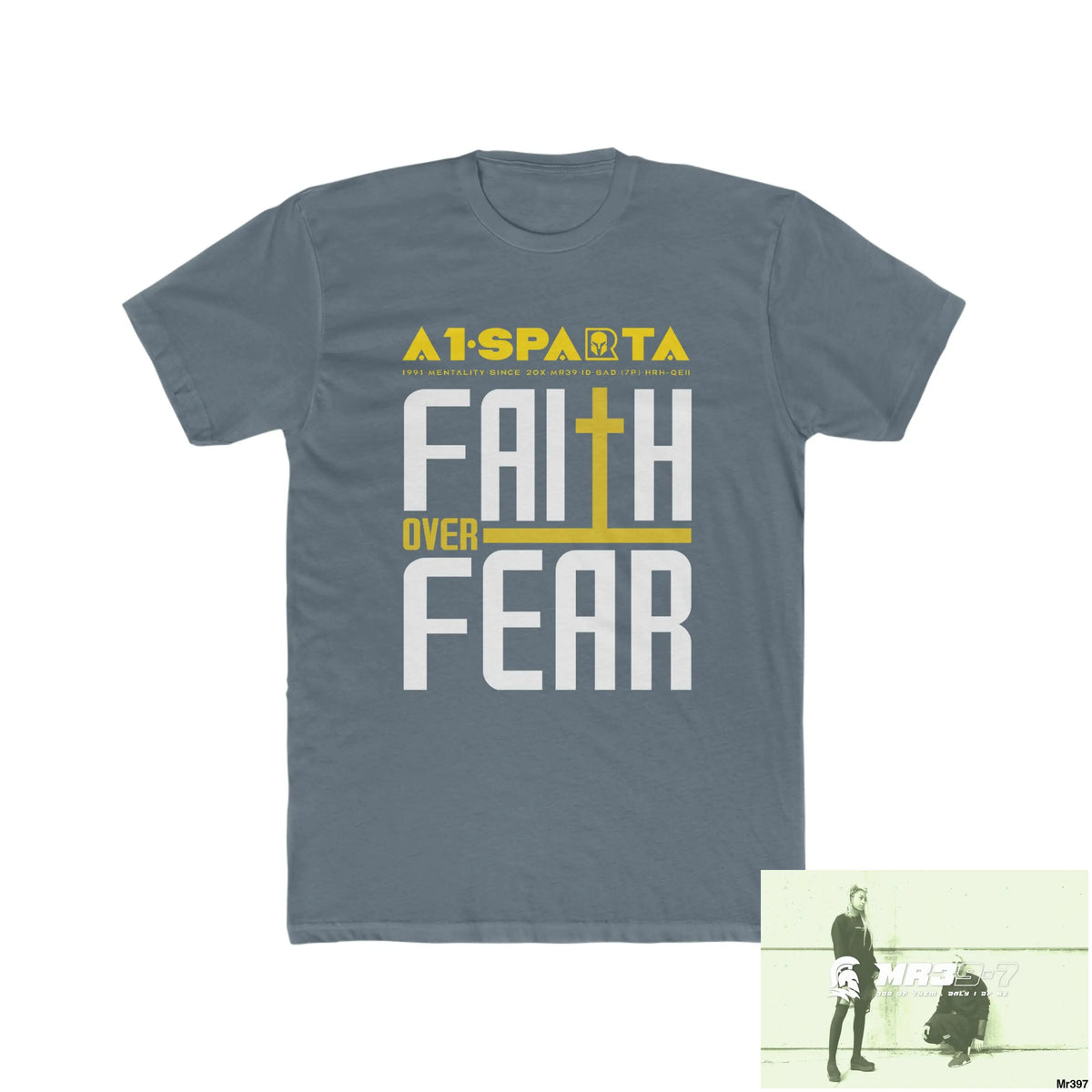 MR39 Faith over fear - Men’s Cotton Crew Tee Solid Indigo / S T-Shirt