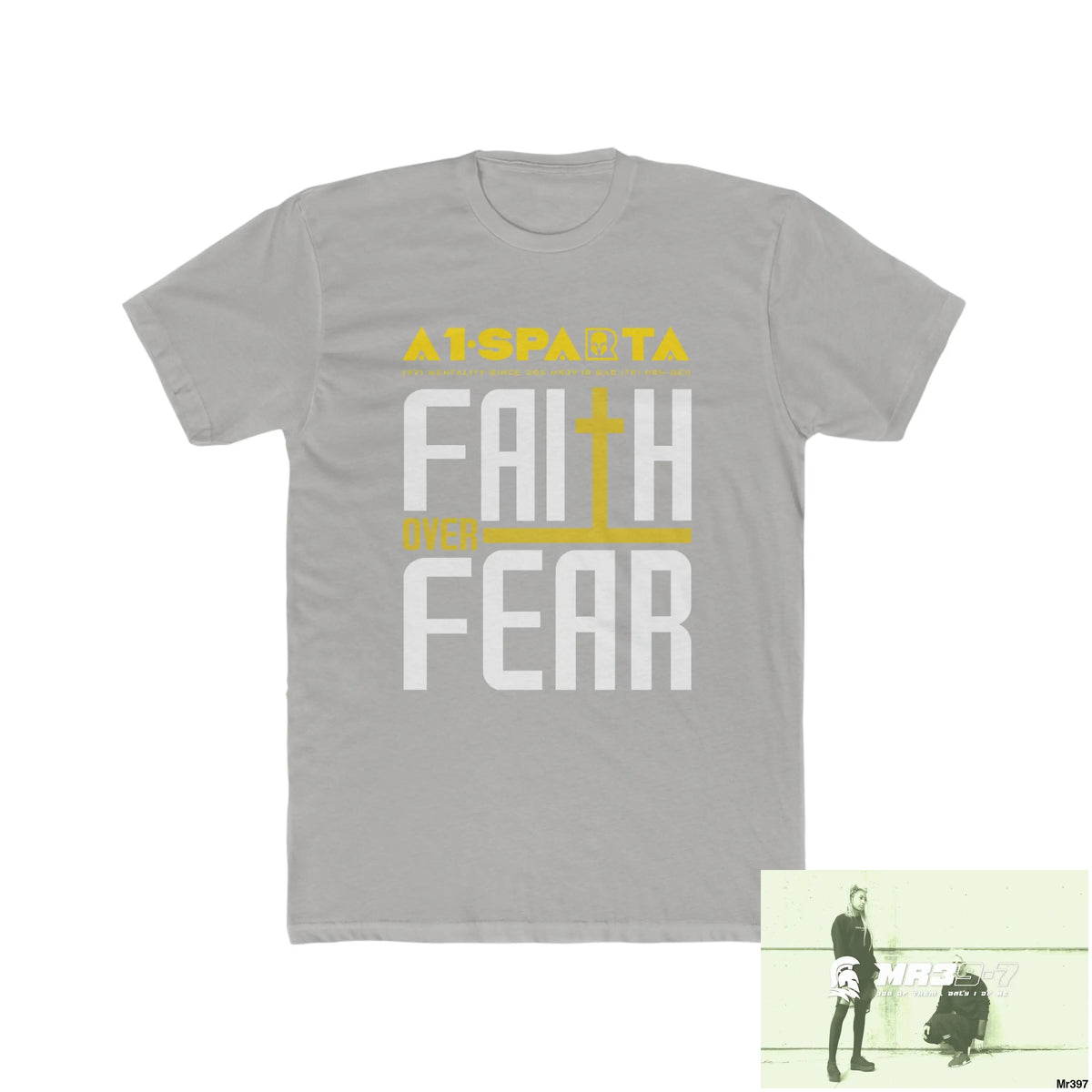 MR39 Faith over fear - Men’s Cotton Crew Tee Solid Light Grey / S T-Shirt