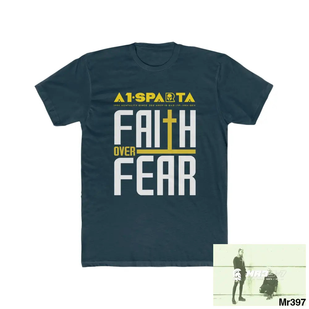 MR39 Faith over fear - Men’s Cotton Crew Tee Solid Midnight Navy / XS T-Shirt