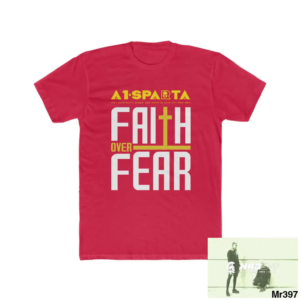MR39 Faith over fear - Men’s Cotton Crew Tee Solid Red / XS T-Shirt