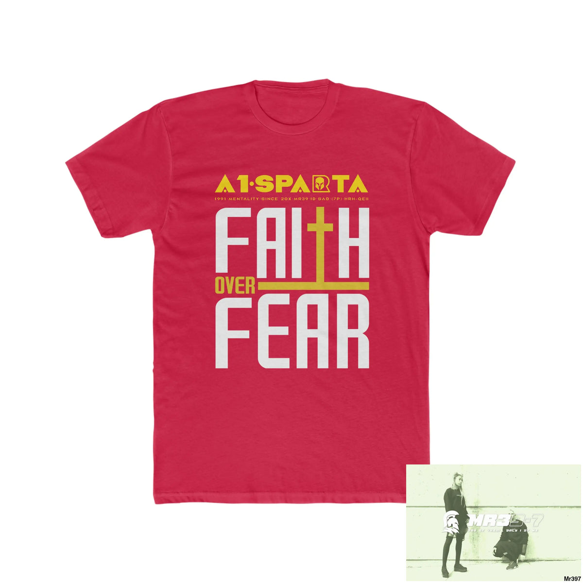 MR39 Faith over fear - Men’s Cotton Crew Tee Solid Red / XS T-Shirt