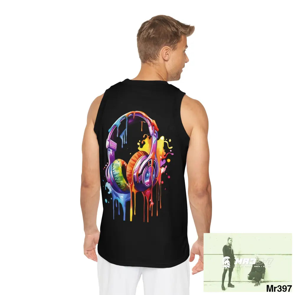 Mr39 Melting headphones Unisex Basketball Jersey (AOP) All Over Prints