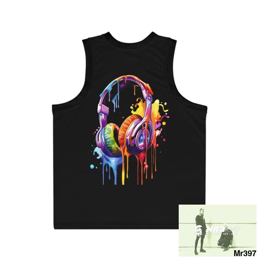Mr39 Melting headphones Unisex Basketball Jersey (AOP) All Over Prints