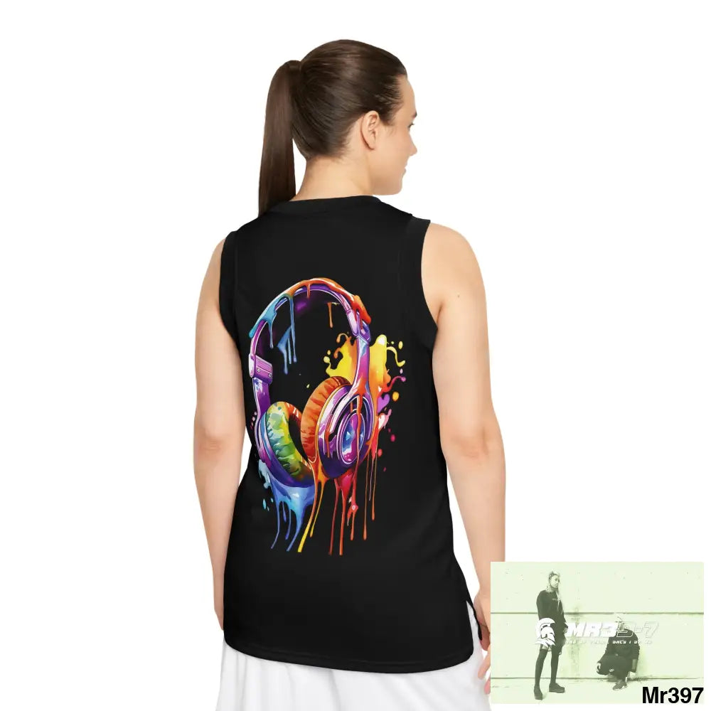 Mr39 Melting headphones Unisex Basketball Jersey (AOP) All Over Prints