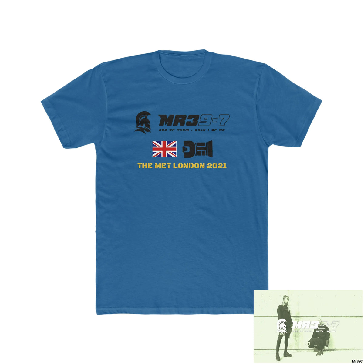 MR39 One flew over the Redwoods Centre & Fked off to London - Men’s Cotton Crew Tee Solid Cool Blue / S T-Shirt