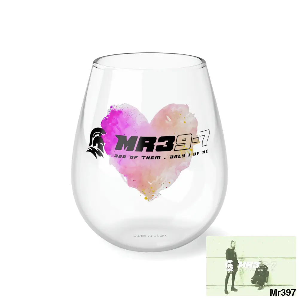 Mr39 Plastered paint watercolour heart graphic Stemless Wine Glass 11.75oz 11.75oz Mug