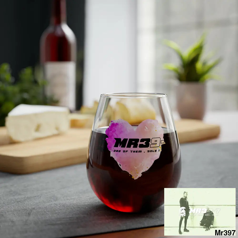 Mr39 Plastered paint watercolour heart graphic Stemless Wine Glass 11.75oz 11.75oz Mug