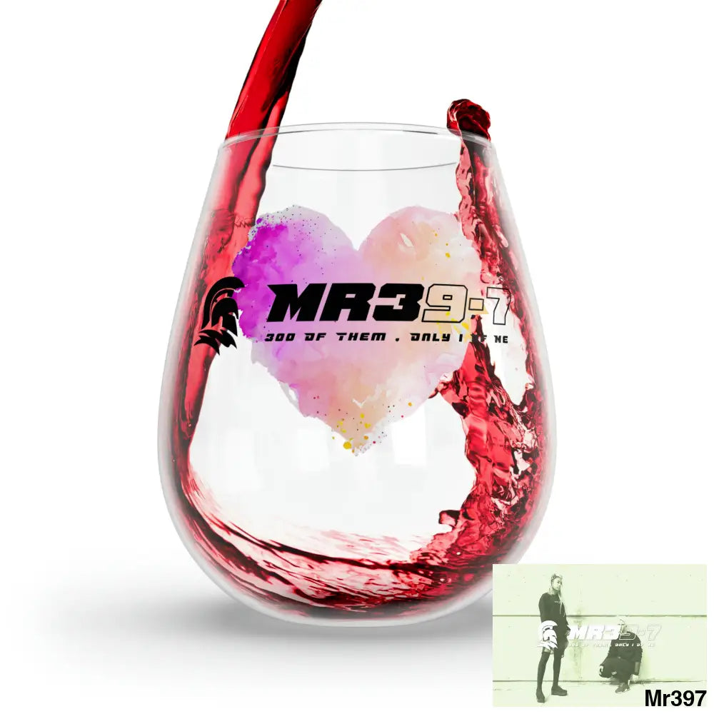 Mr39 Plastered paint watercolour heart graphic Stemless Wine Glass 11.75oz 11.75oz Mug