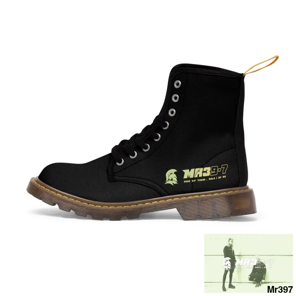 MR39S Black Canvas Boots AOP Shoes