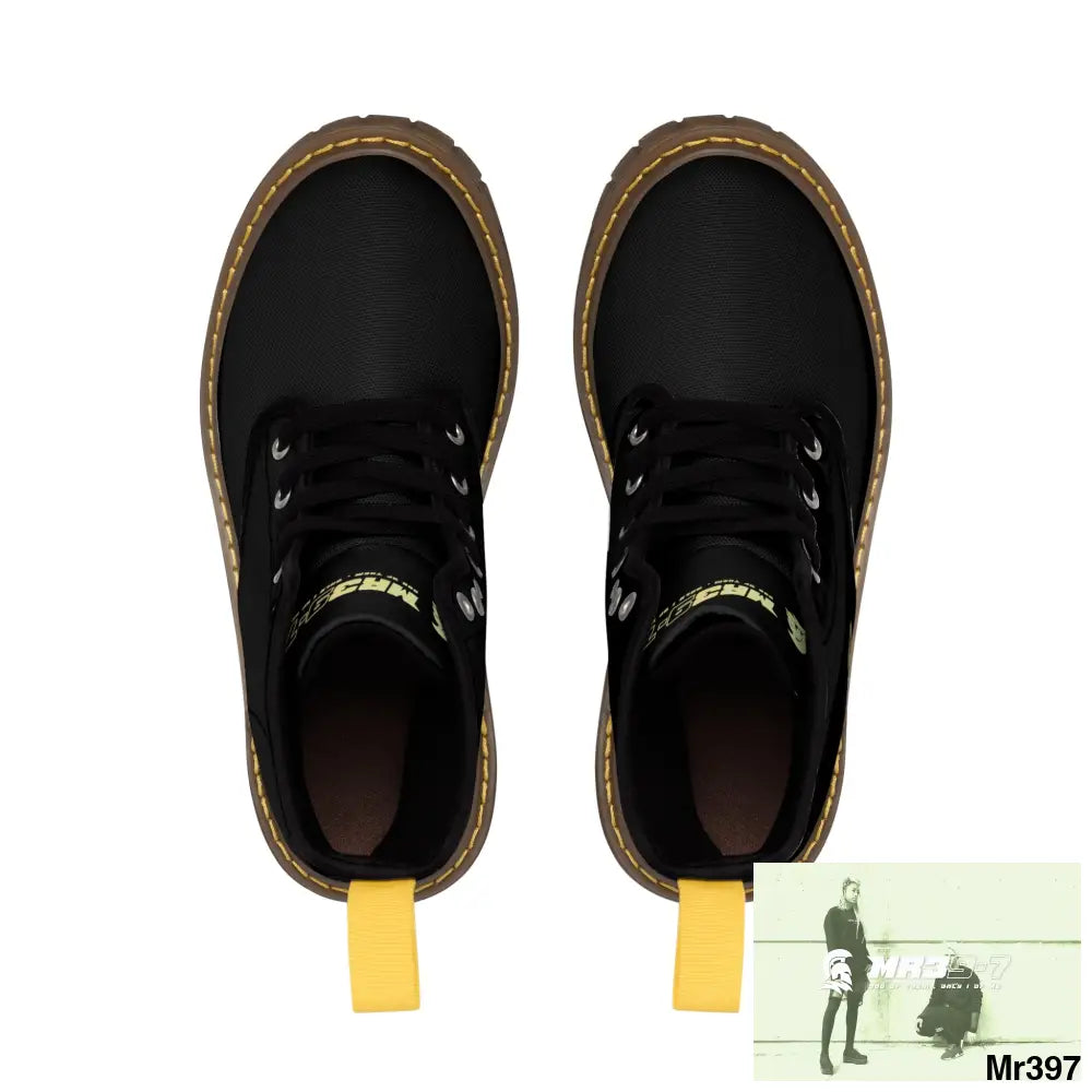 MR39S Black Canvas Boots AOP Shoes