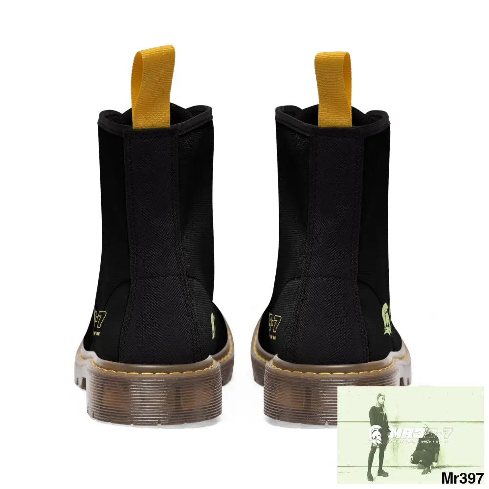 MR39S Black Canvas Boots AOP Shoes