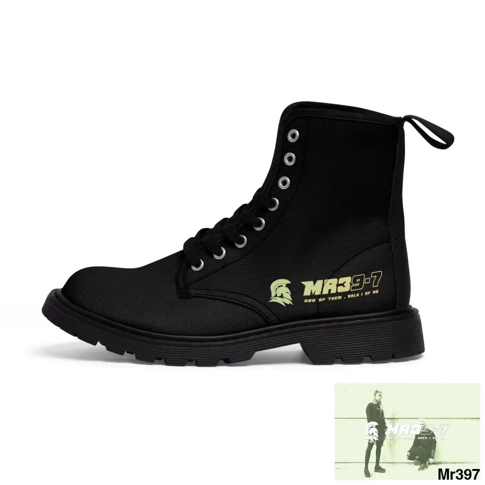 MR39S Black Canvas Boots AOP Shoes