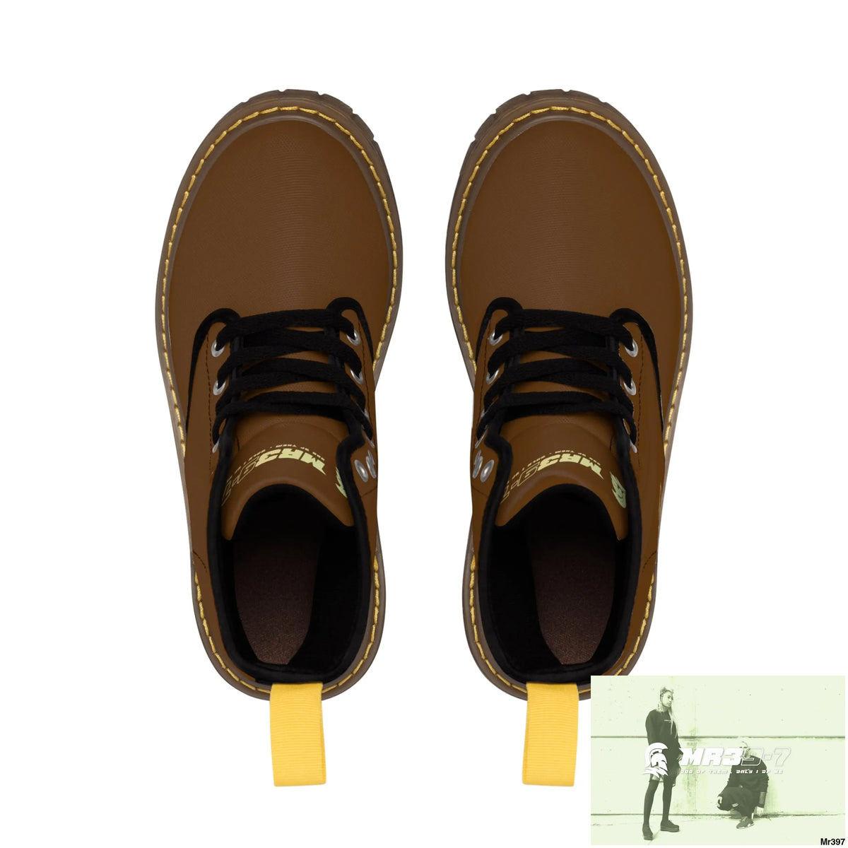 MR39S Brown Canvas Boots AOP Shoes