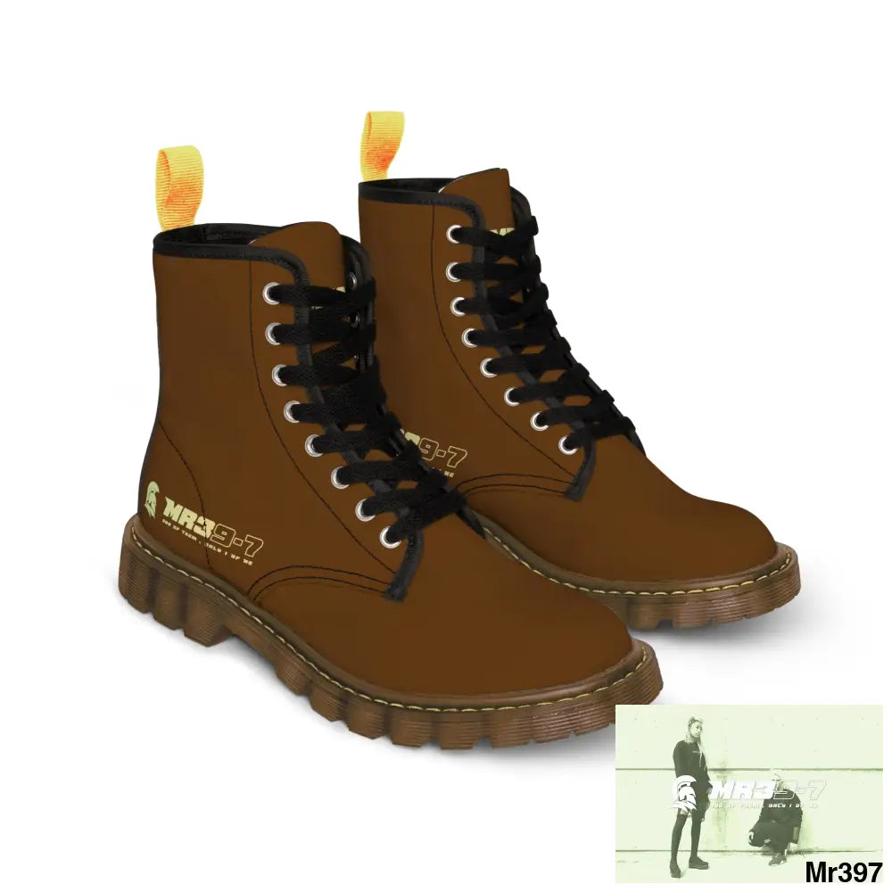 MR39S Brown Canvas Boots AOP Shoes