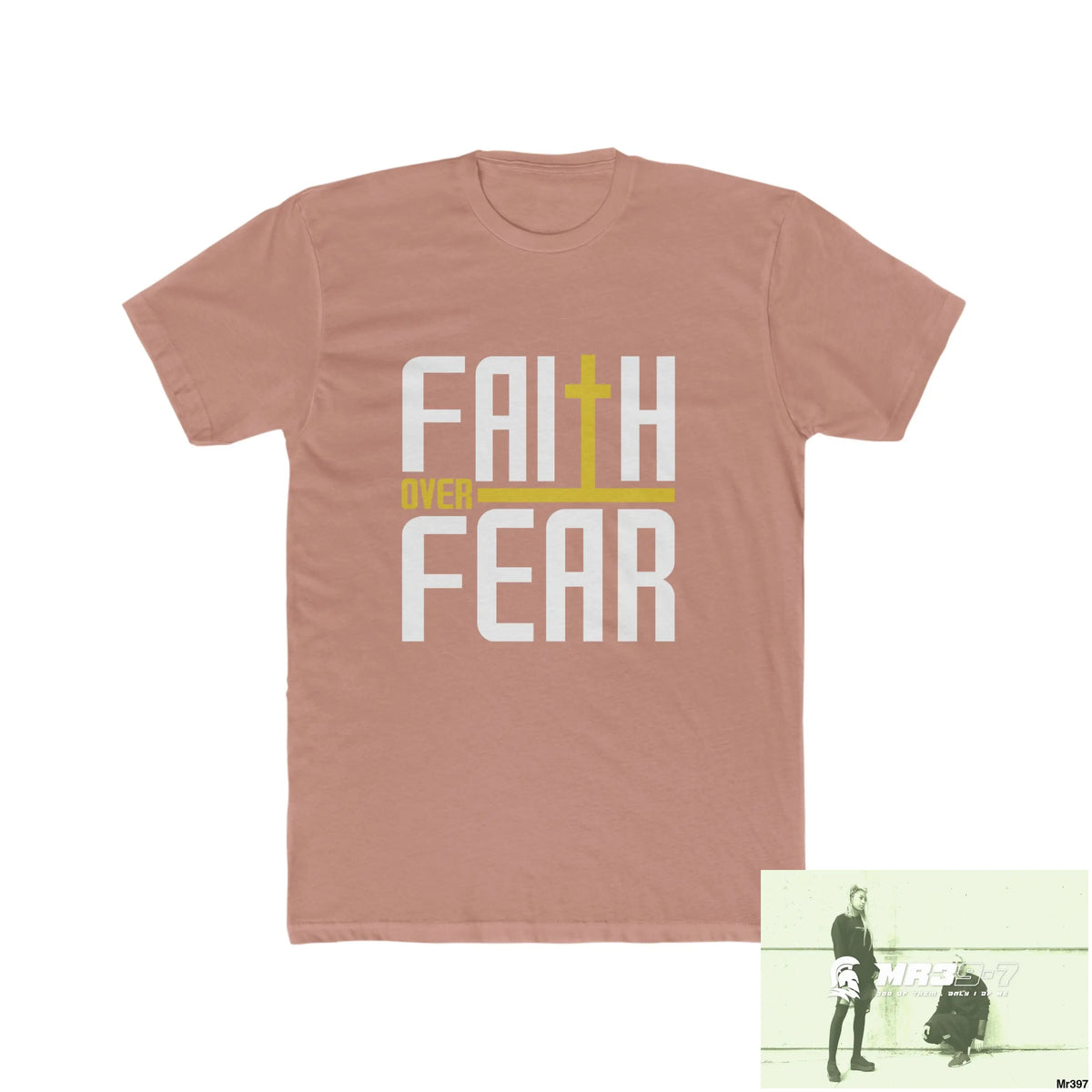 MR39S Faith over fear - Men’s Cotton Crew Tee Solid Desert Pink / S T-Shirt