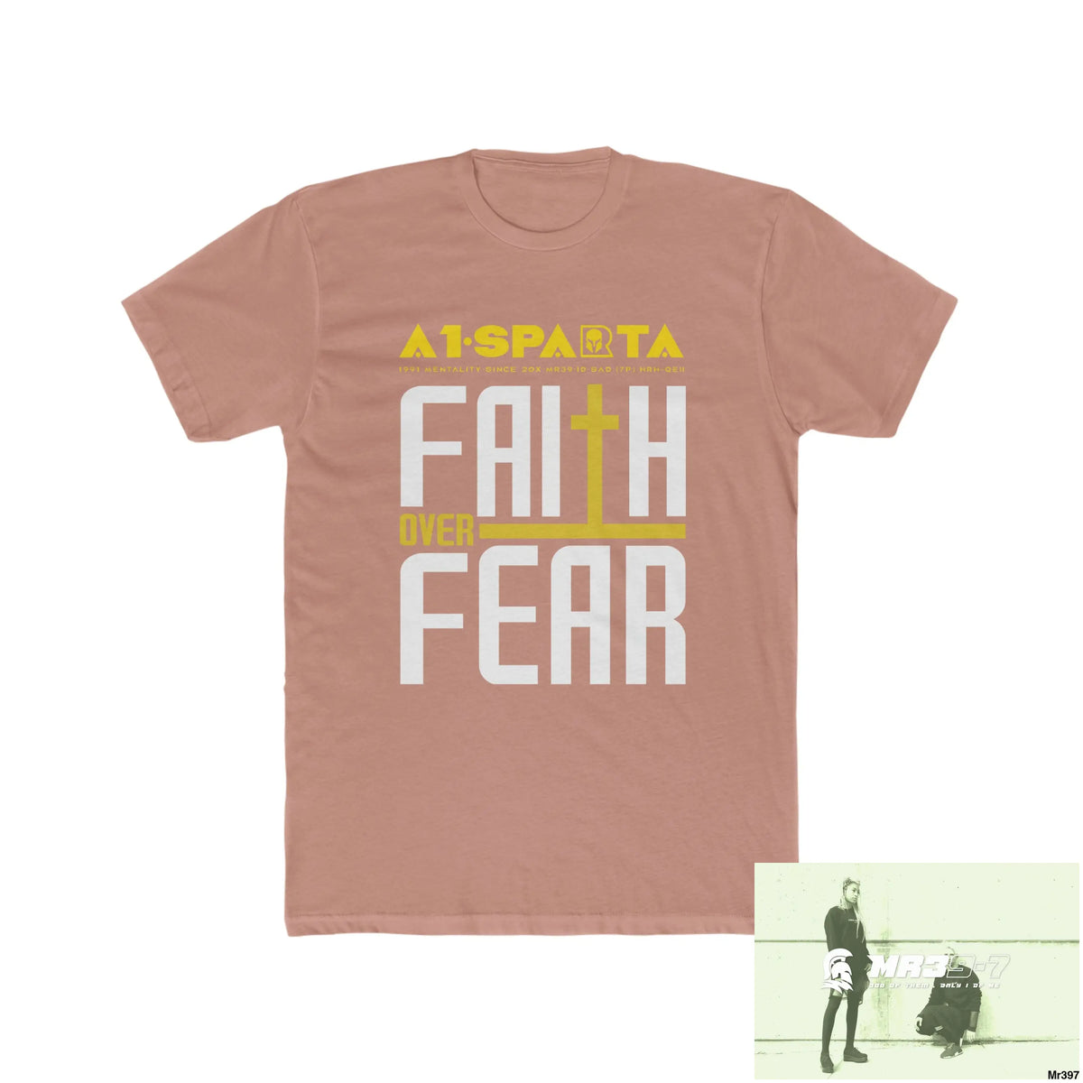 MR39S Faith over fear -Men’s Cotton Crew Tee Solid Desert Pink / S T-Shirt