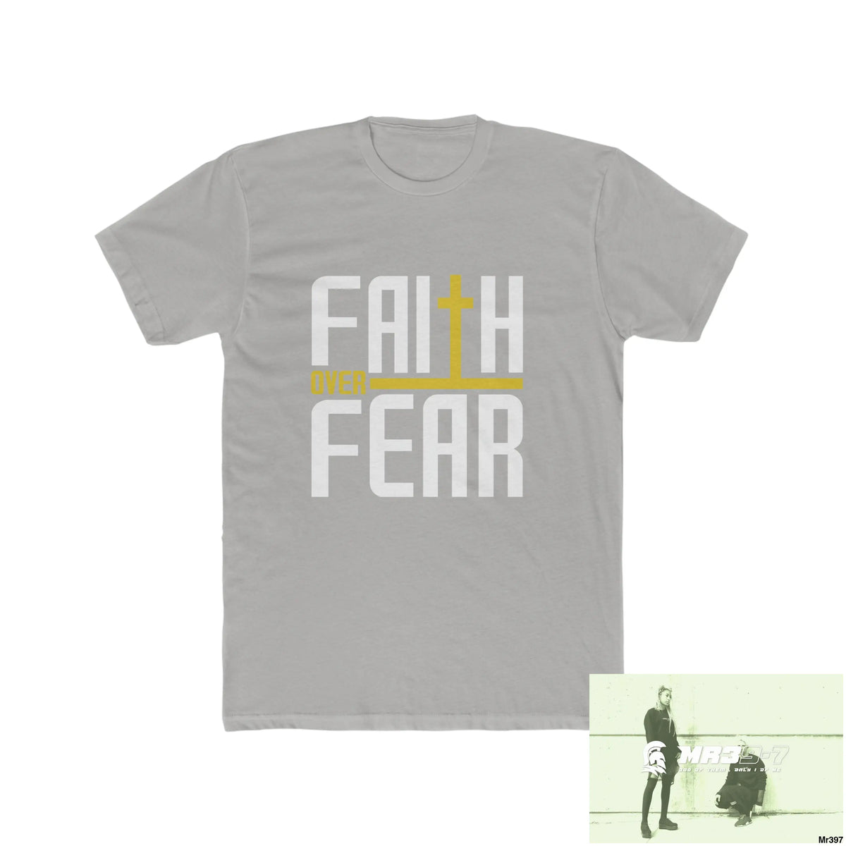 MR39S Faith over fear - Men’s Cotton Crew Tee Solid Light Grey / S T-Shirt