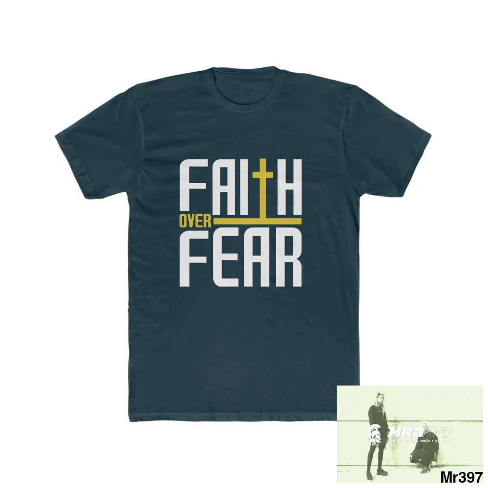 MR39S Faith over fear - Men’s Cotton Crew Tee Solid Midnight Navy / XS T-Shirt