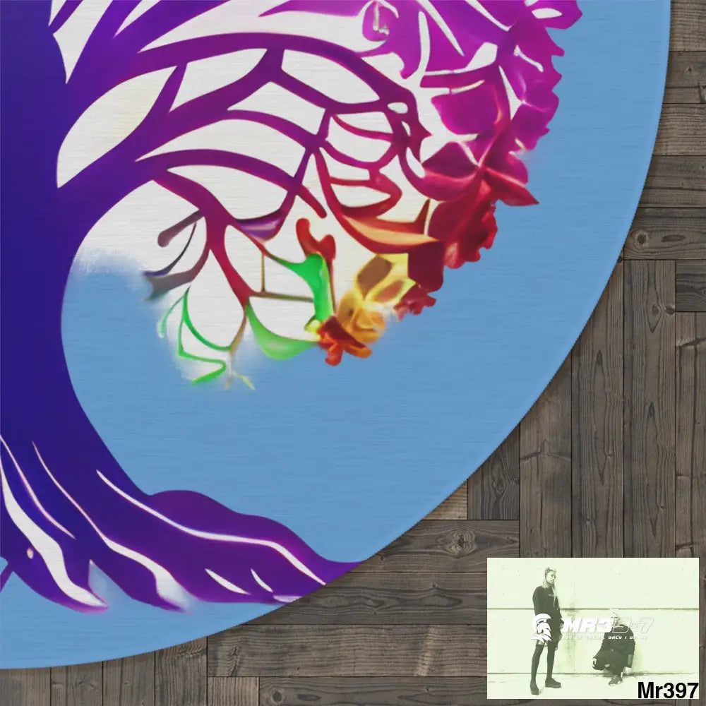 Multi-Coloured Tree of life Round Rug 60’’ × 60’’ Home Decor