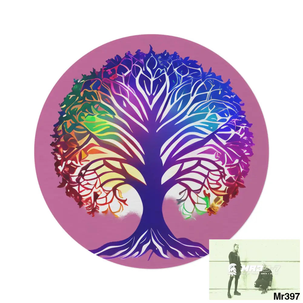Multi-Coloured Tree of life Round Rug 60’’ × 60’’ Home Decor