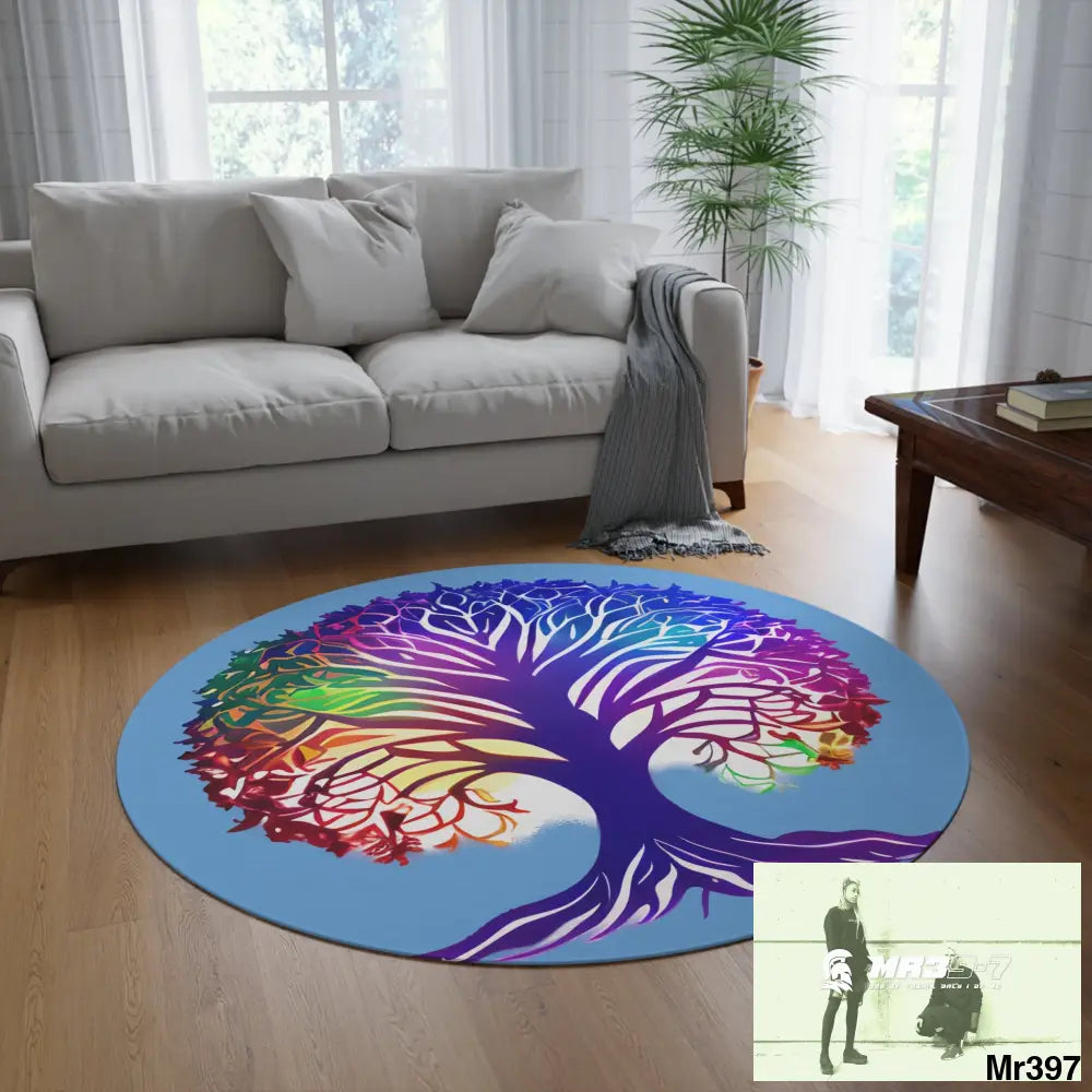 Multi-Coloured Tree of life Round Rug 60’’ × 60’’ Home Decor