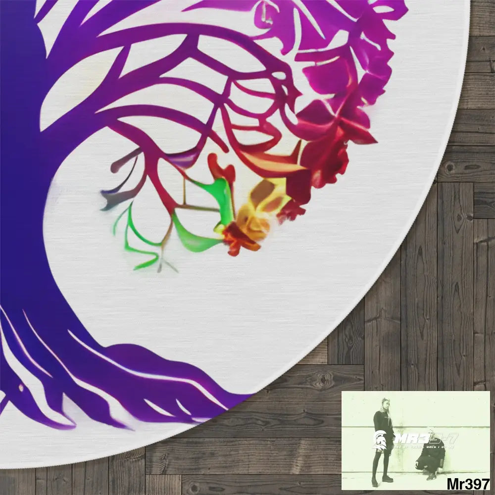Multi-Coloured Tree of life Round Rug 60’’ × 60’’ Home Decor