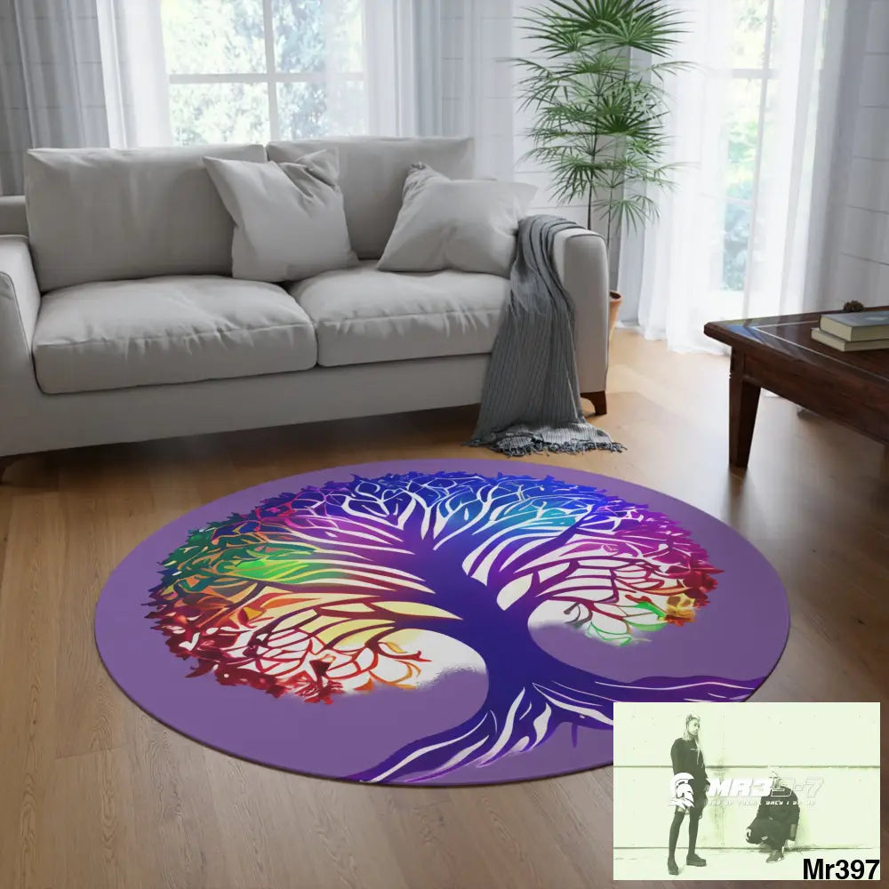 Multi-Coloured Tree of life Round Rug 60’’ × 60’’ Home Decor
