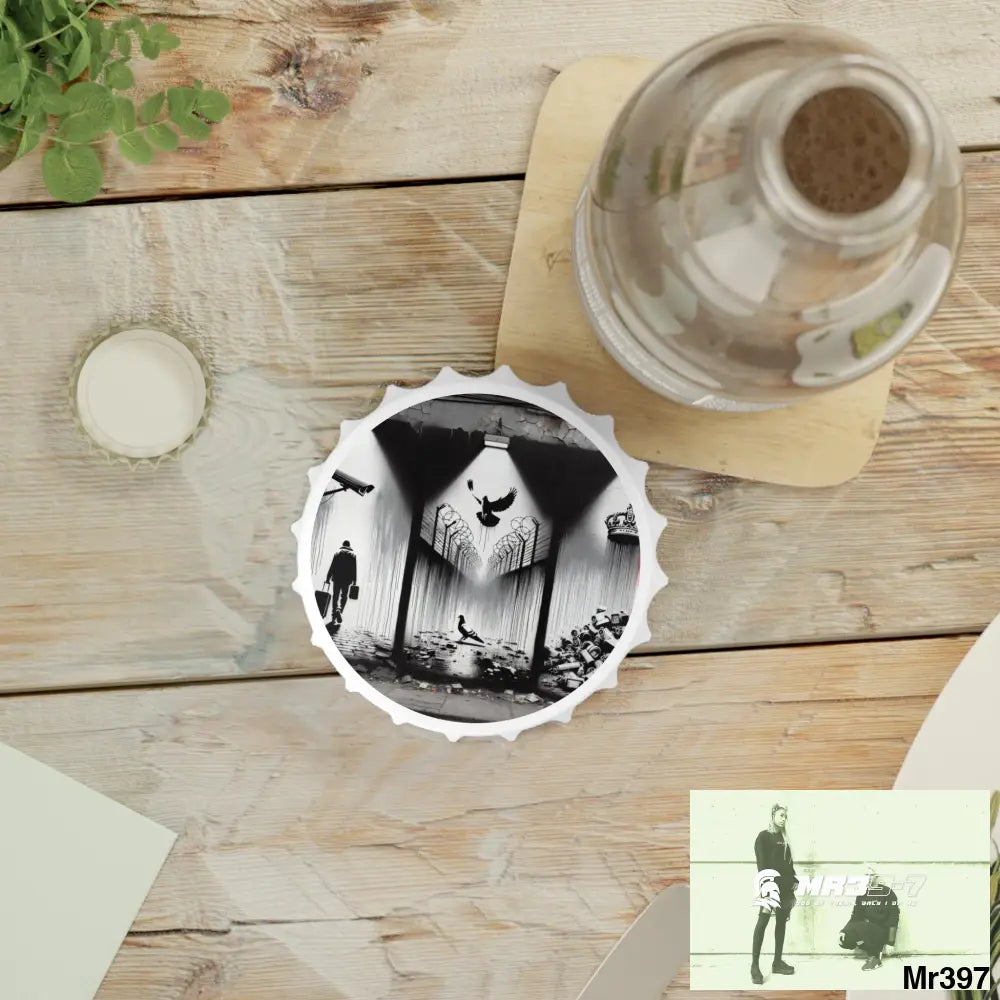 My life My Deaths Their plans failed 2001-2025 Banksy Inspired Magnetic Bottle Opener One size / White Accessories