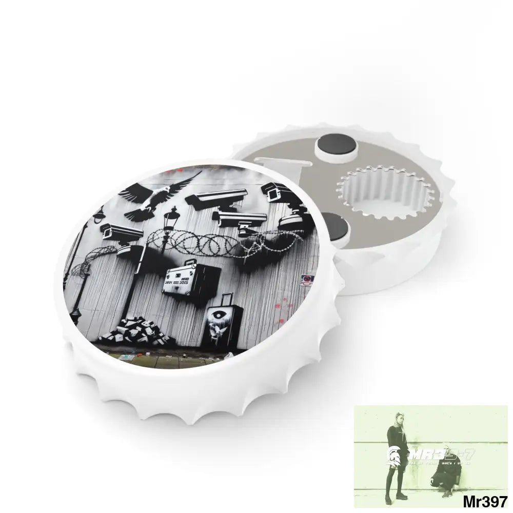 My life My Deaths Their plans failed 2001-2025 Banksy Inspired Magnetic Bottle Opener One size / White Accessories