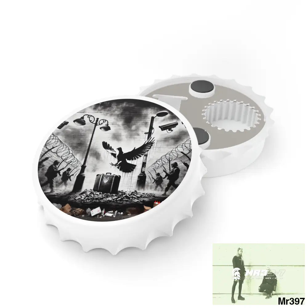 My life My Deaths Their plans failed 2001-2025 Banksy Inspired Magnetic Bottle Opener One size / White Accessories