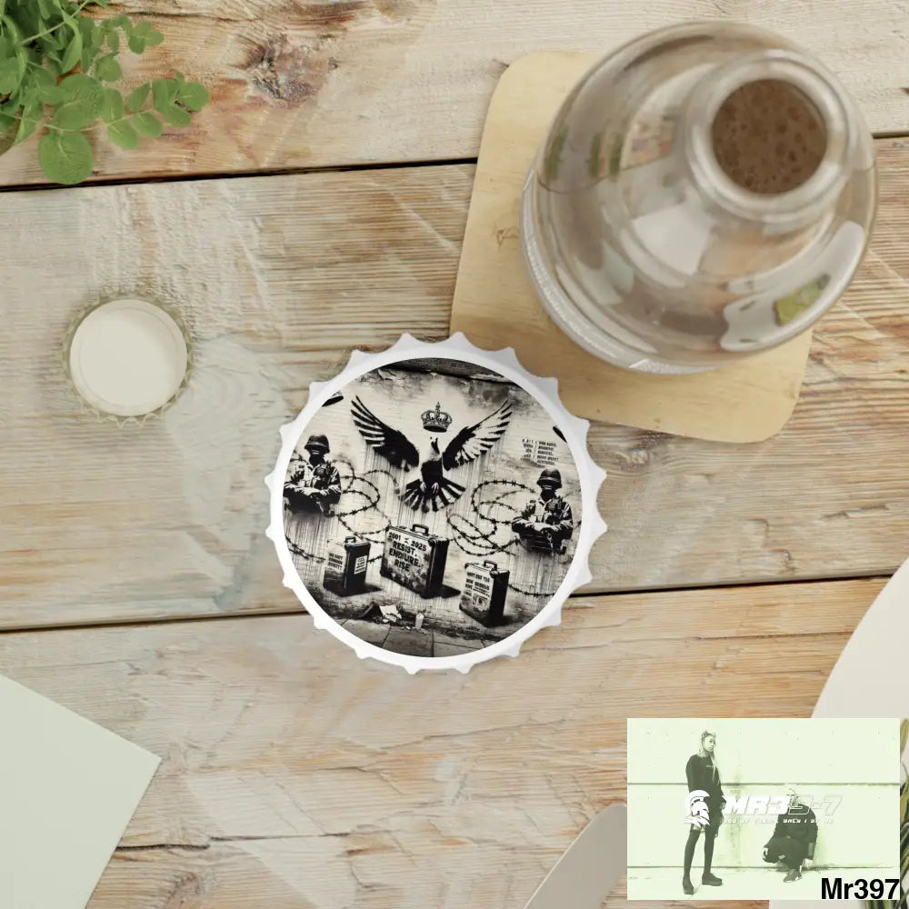 My life My Deaths Their plans failed 2001-2025 Banksy Inspired Magnetic Bottle Opener One size / White Accessories