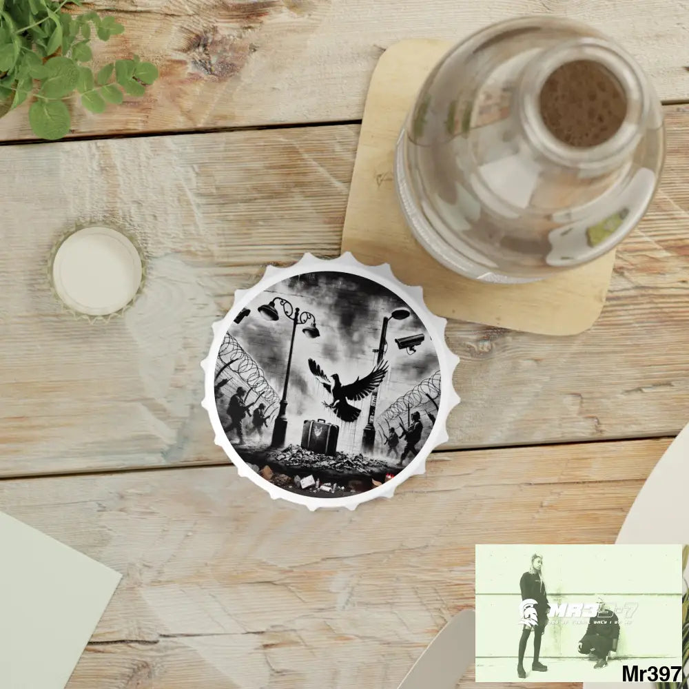 My life My Deaths Their plans failed 2001-2025 Banksy Inspired Magnetic Bottle Opener One size / White Accessories