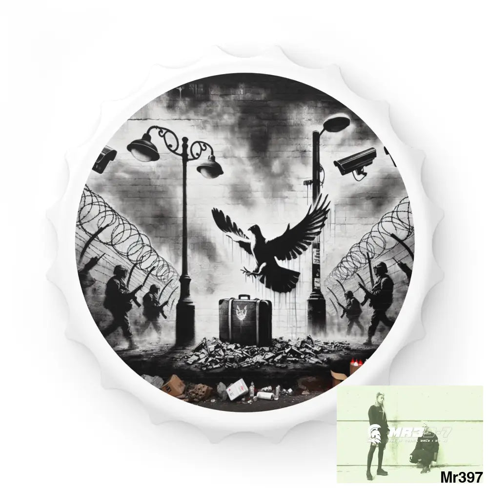 My life My Deaths Their plans failed 2001-2025 Banksy Inspired Magnetic Bottle Opener One size / White Accessories