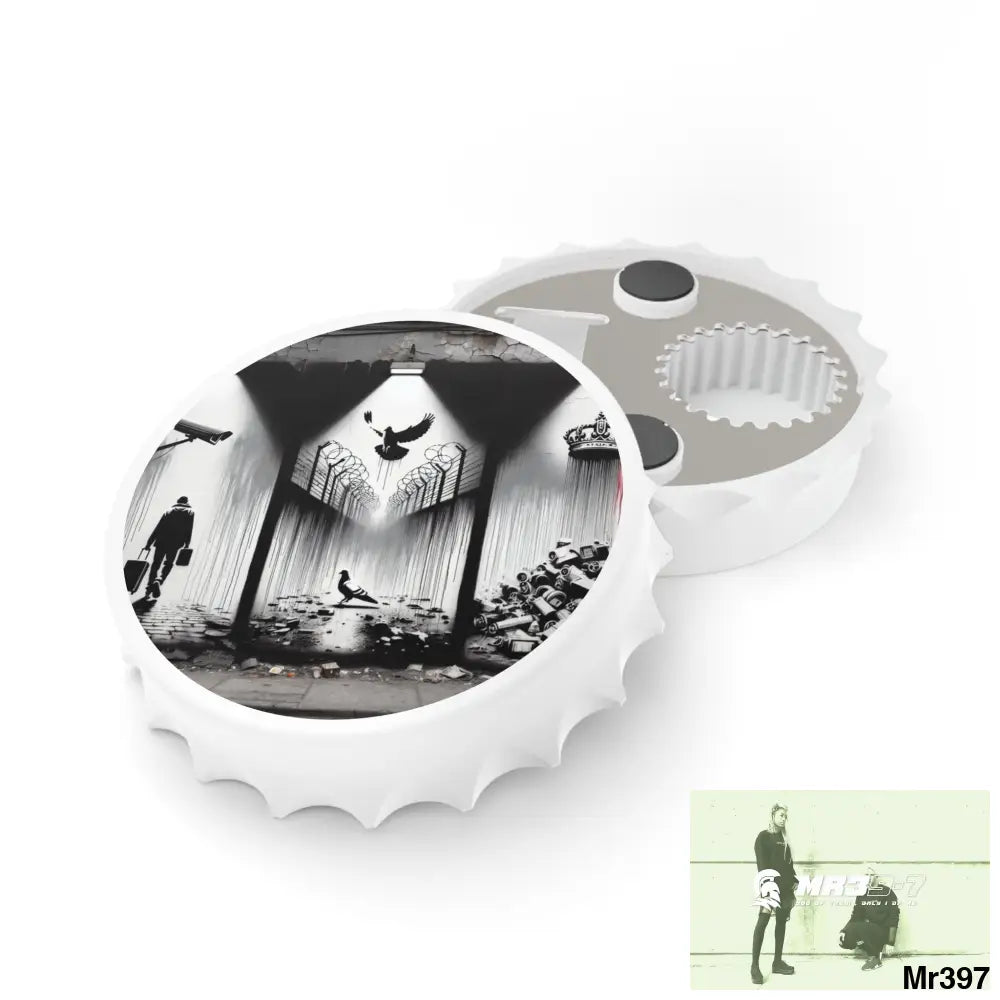 My life My Deaths Their plans failed 2001-2025 Banksy Inspired Magnetic Bottle Opener One size / White Accessories