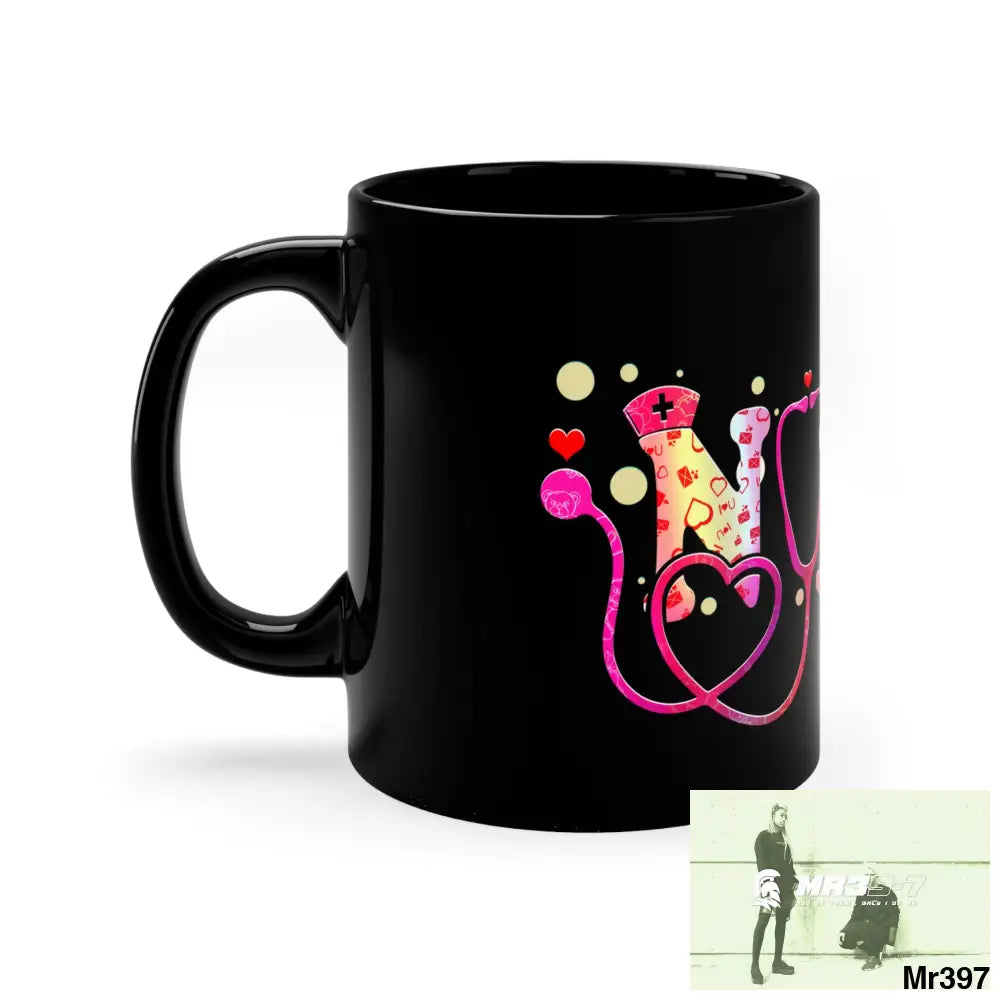 Nurse Love 11oz Black Mug 11oz Mug