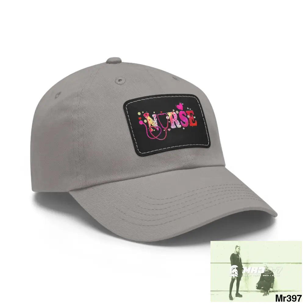 Nurse Love Dad Hat with Leather Patch (Rectangle) Hats