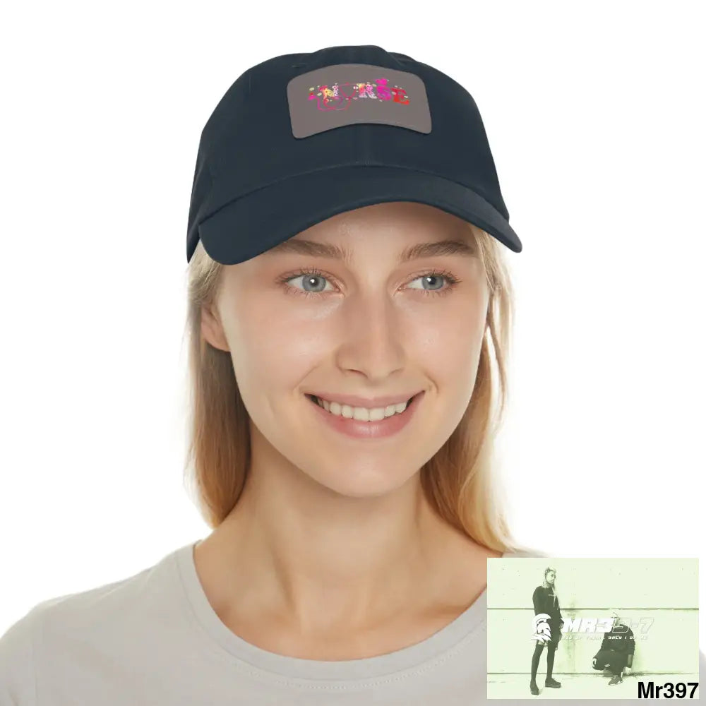 Nurse Love Dad Hat with Leather Patch (Rectangle) Hats